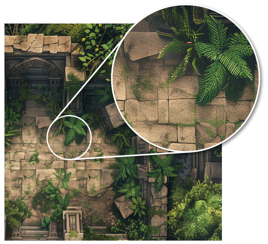 Close up of a detailed RPG maps that shows the level of detail.